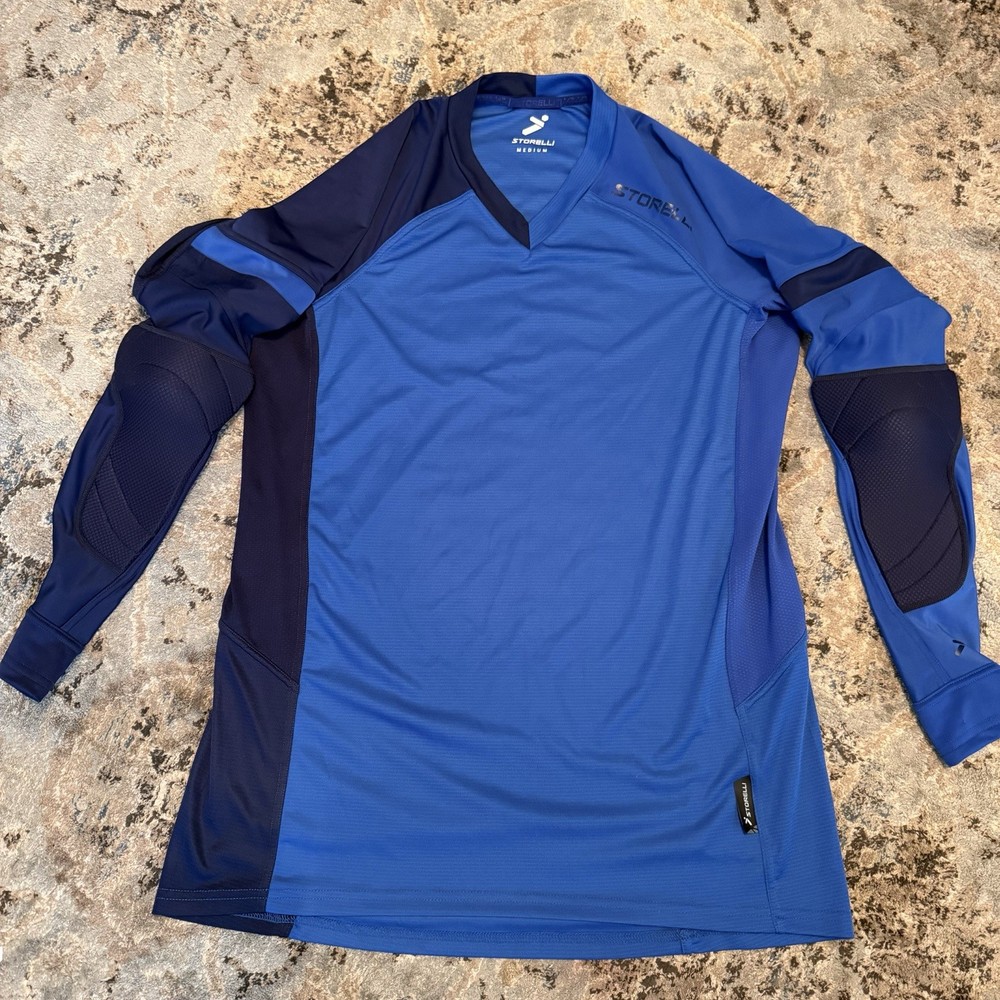 Storelli Exoshield Gladiator Soccer Goalkeeper Shirt Mens Med Blue Performance