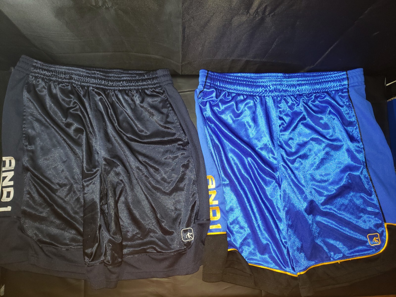 VINTAGE Y2K AND 1 BLUE BASKETBALL ELASTIC WAIST PAIR OF 2 SHORTS MEN'S XL gallery