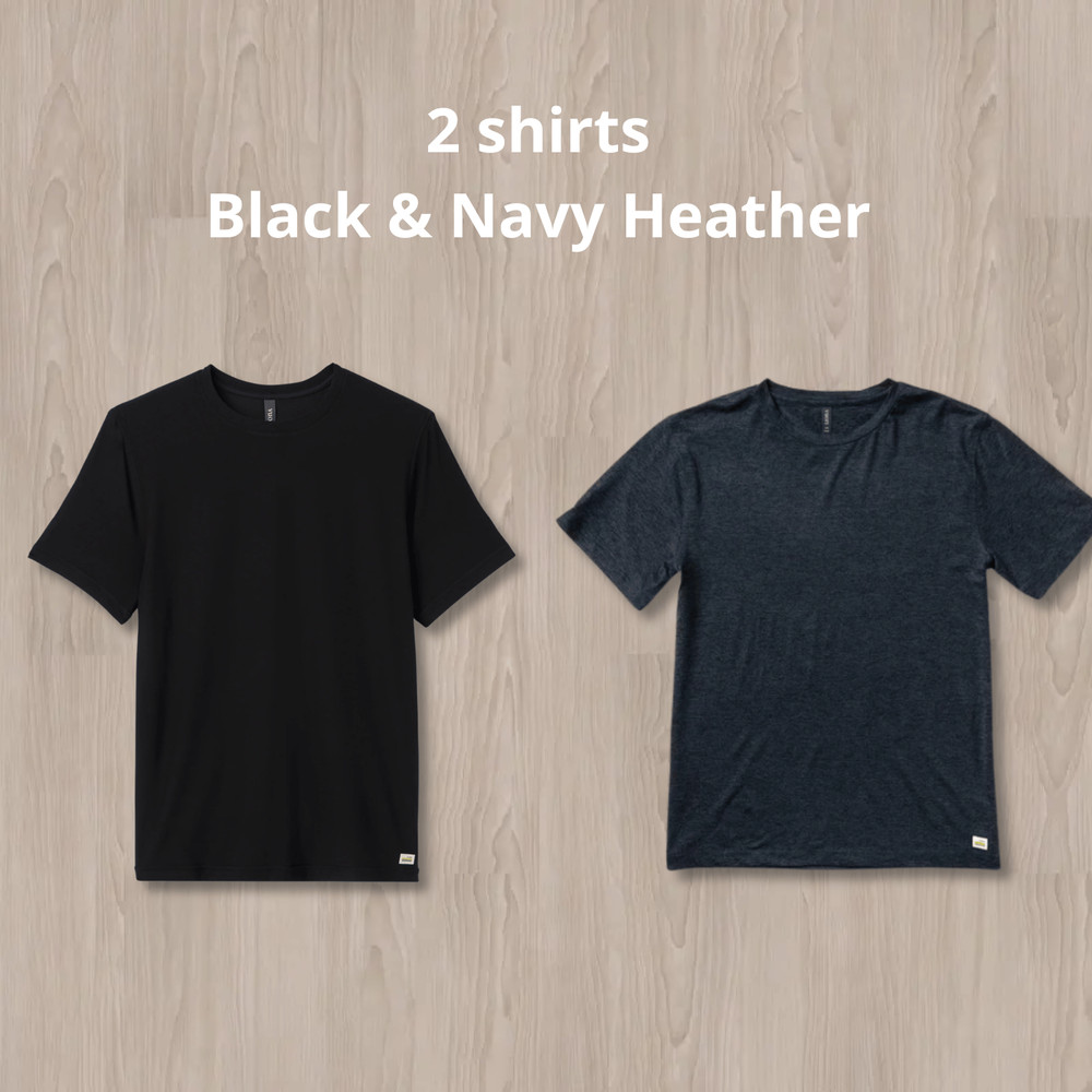 NWT Vuori Men's Strato Tech Tee - Black & Navy Heather - Sale