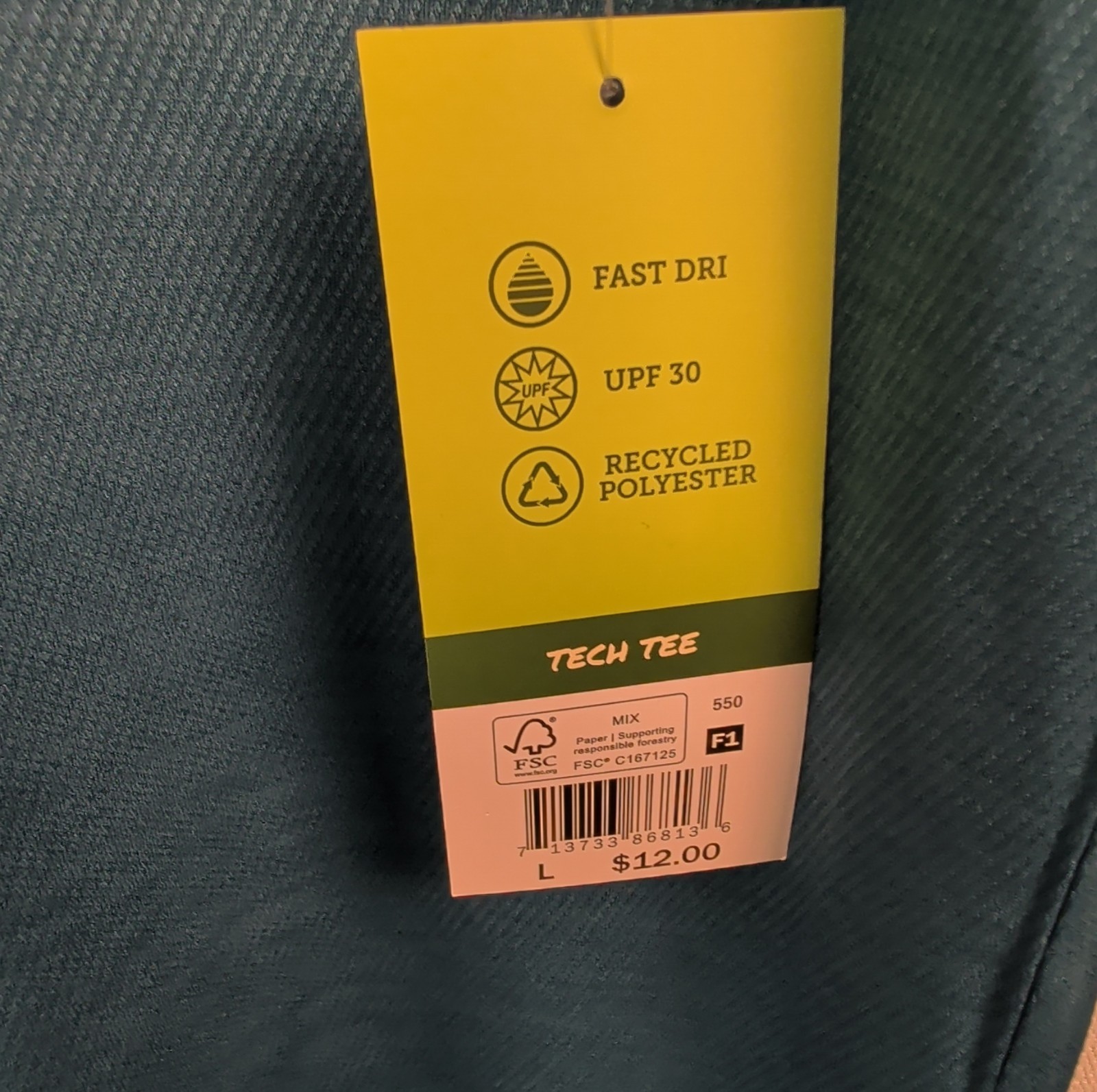 Lake & Trail Men's Recycled Polyester Tech Tee Quick Dry UPF 30 Blue L gallery
