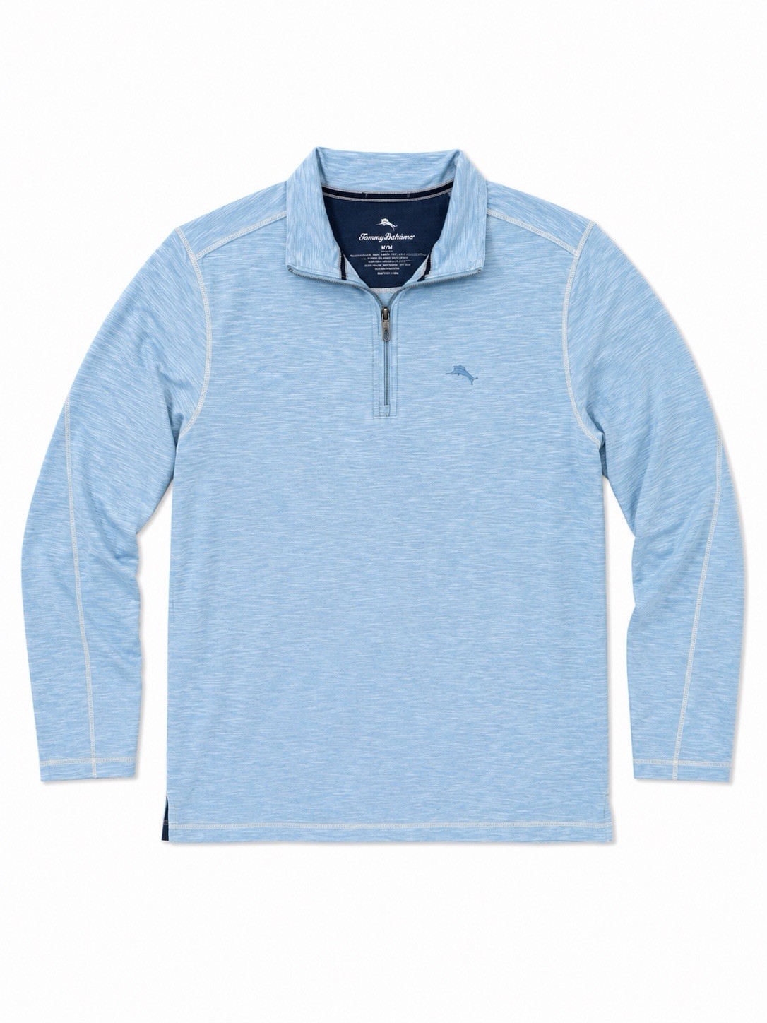 Tommy Bahama Mens S/P Blue Heather Quarter Zip Pullover Performance Top gallery