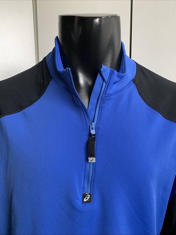 Asics men’s size Large semi-fitted blue 1/4 zip pullover Duo Tech Stretch Top gallery