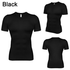 Stretch Mens V-neck Compression T-Shirt Short Sleeve Athletic Tops Quick Drying