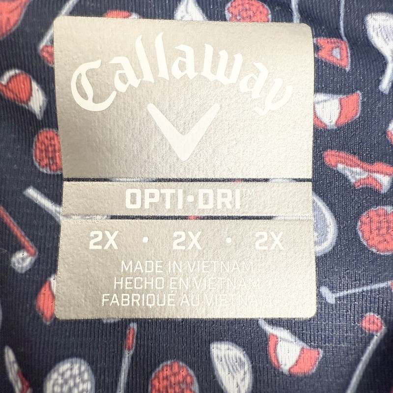 Callaway Swing Tech Polo Shirt Opti Dri Mens 2XL XXL Blue AOP Golf EUC gallery