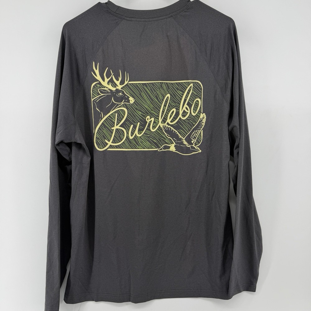 NWT Burlebo Deer Duck Mens Long Sleeve Crew Neck Size S Athletic Shirt Outdoor