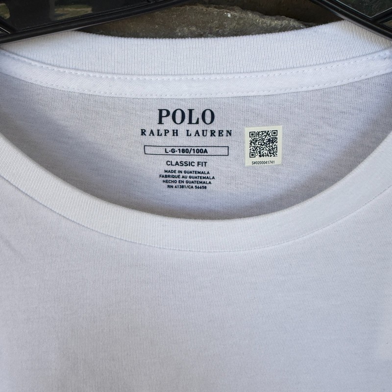Ralph Lauren Polo SS White Large Men's Crew-Neck Cotton T-Shirt NWT gallery