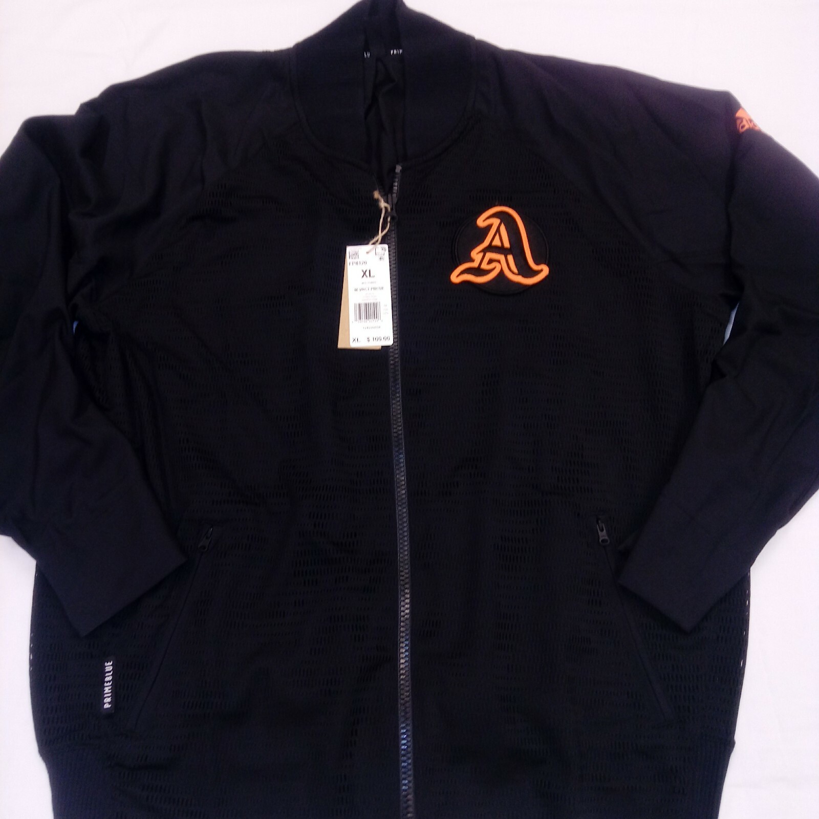 Adidas Primeblue Varsity Tennis Jacket Black/True Orange FP8120 Size XL gallery