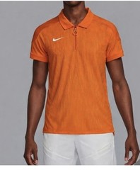 NWT Nike Court Slam Dri-FIT ADV 1/4 Zip Tennis Polo Orange HQ0792-873 SZ L-TALL