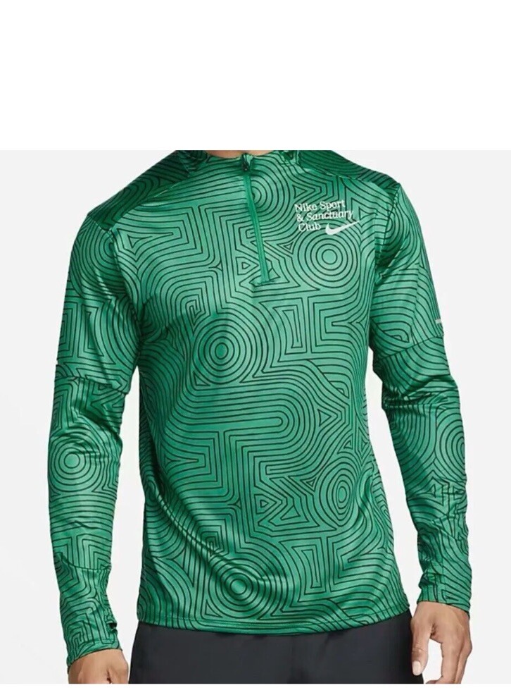 Nike Sz M CFB9036-365 Men's Dri-FIT Green 1/4-Zip Running Long Sleeve Top $85 gallery