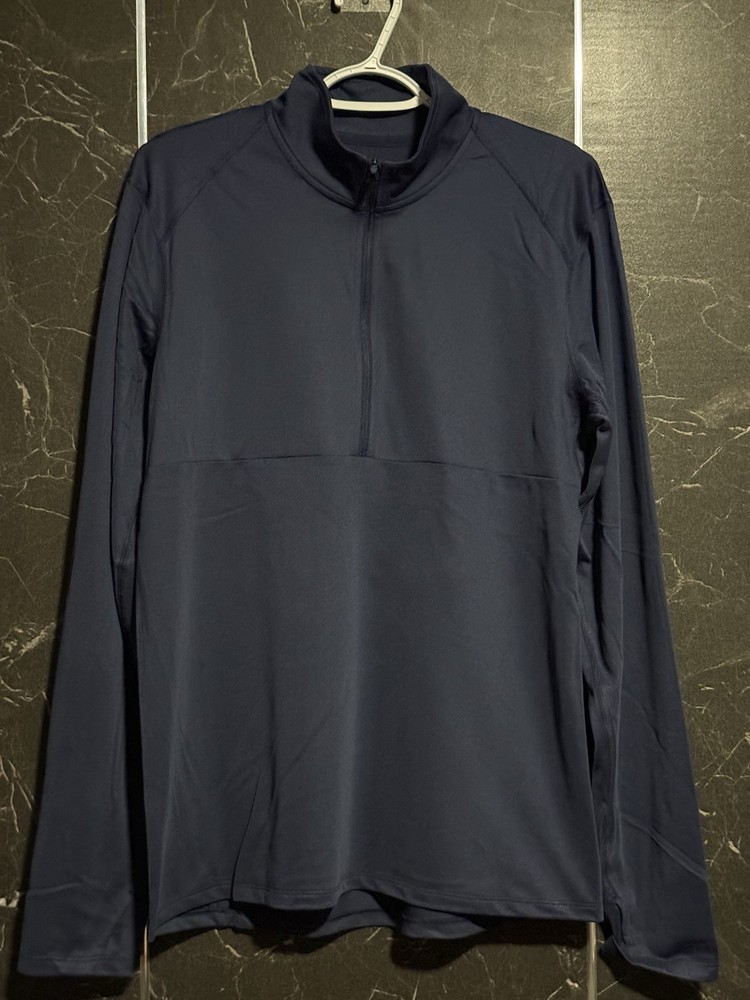 Nike Dri-FIT Men's Navy 1/4 Zip Long Sleeve Mock Neck Pullover Top Size M