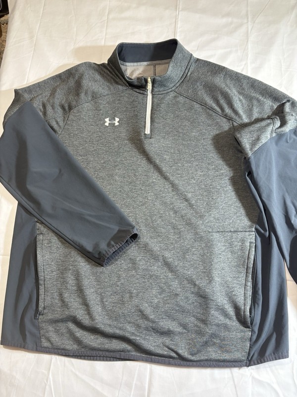 Under Armour Men's LG 1/4 Zip Mock Neck Pullover Loose Poly Tee Gray/Blue gallery