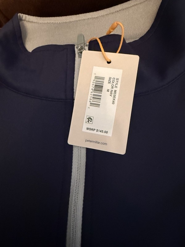 Peter Millar Size Medium Perth Performance Quarter-Zip, Navy, NWT, $145 gallery