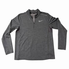 NIKE Running Large Gray 1/4 Zip Pullover Long Sleeve Quick Dry Logo Thumb Holes