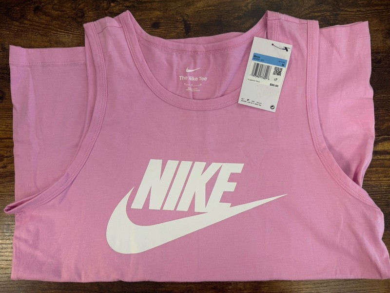 NWT Nike Men's Sportswear Logo Tank Top in pink rose Size Medium gallery