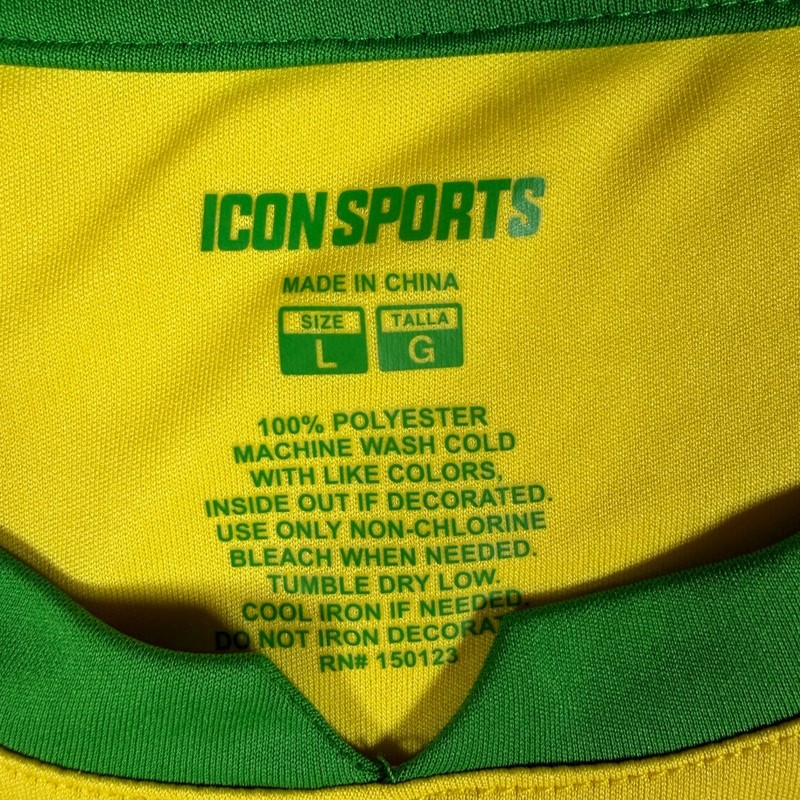 Icon Sports Brasil Soccer Jersey Mens Large Yellow Green Short Sleeve Shirt gallery