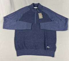 KJUS Golf Pullover Therma Yarn Half Zip Medium Navy Blue Wool Polyester NWT $249