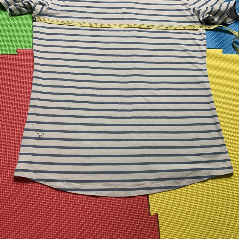Lululemon 5 Year Basic Tee Updated Fit Men Small Striped Ocean Mist UtilIty Blue gallery