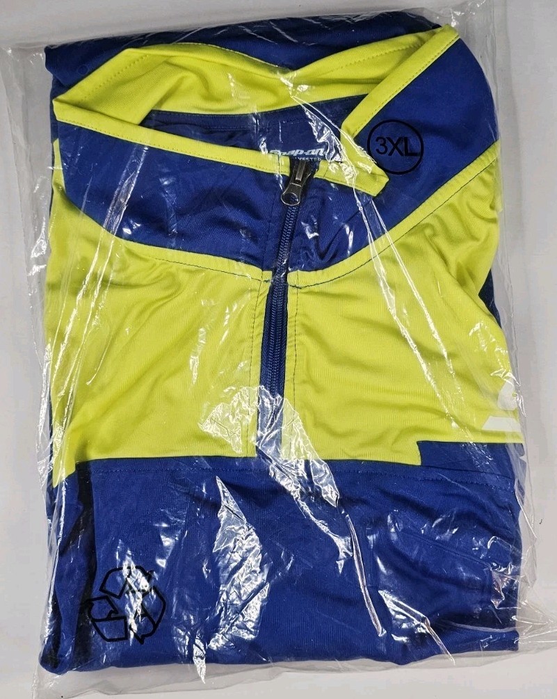 NEW Official Snap On Tools Tool Blue Yellow 1/4 Zip Athletic Top Shirt 3XL gallery