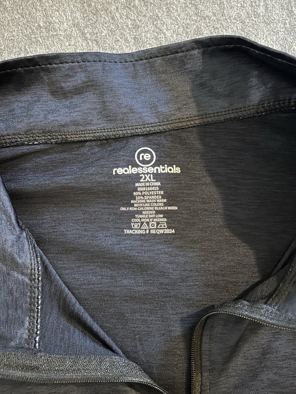 Real Essentials Navy 1/4 Zip Athletic LS Shirt 2XL, Lightweight Sporty Casual gallery
