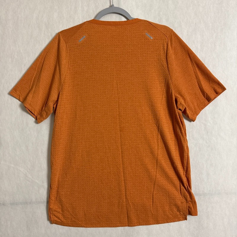 Nike Dri-Fit Men's Large Orange Poly Rise 365 Running Taining Short Sleeve Shirt gallery