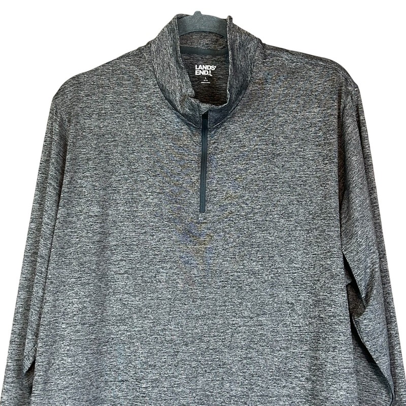 Lands End Quarter Zip Men Shirt Large Gray Heather Space Dye Athleisure Pullover gallery