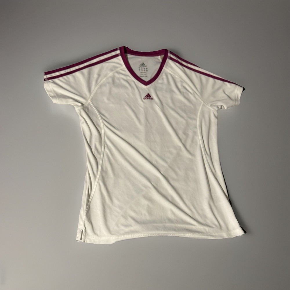 Adidas Active Athletic Performance 360 Medium Shirt V-Neck Short Sleeve White