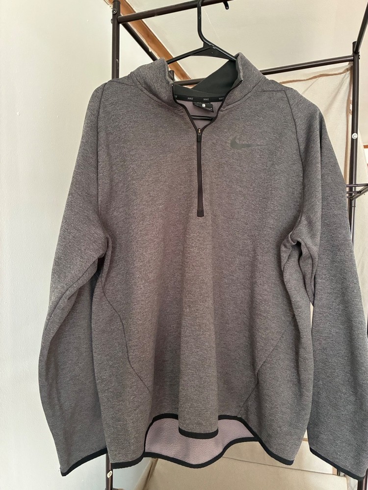 Men’s Grey and Black Nike Dri-Fit Polyester Quarter Zip Up Size Large