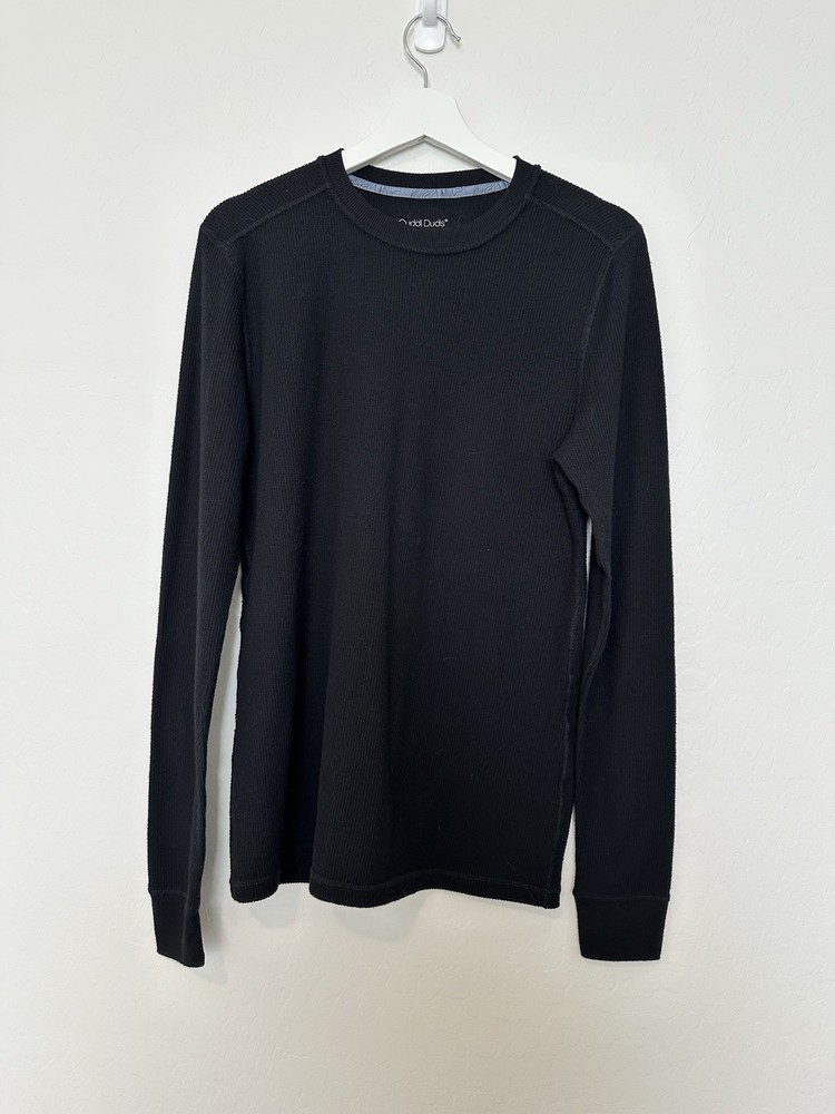 Cuddle Duds Men’s | Size M| Black Waffle Knit Thermal Shirt Loose Fit