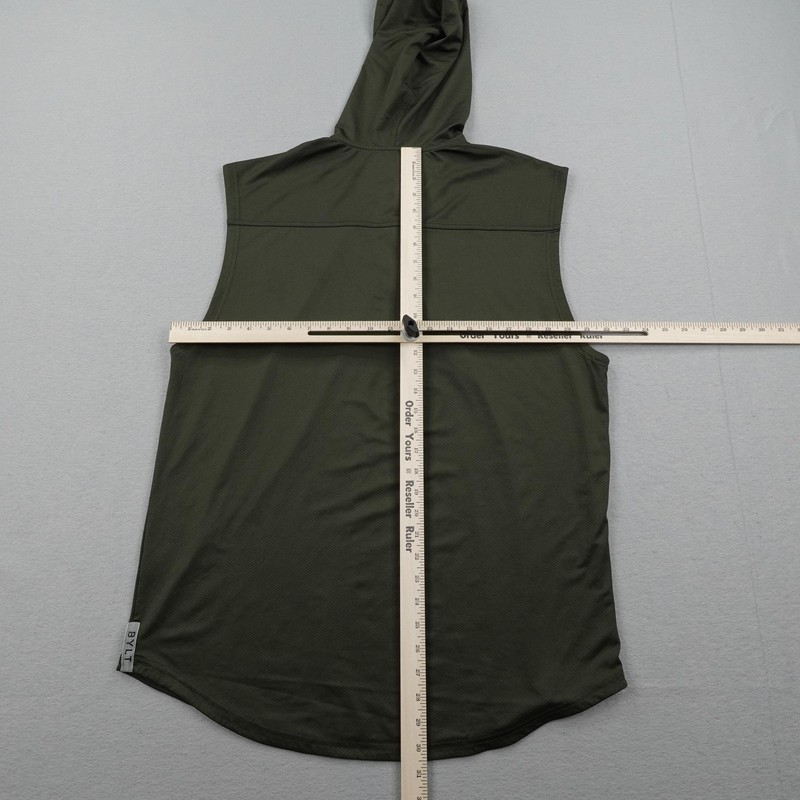 BYLT Hoodie Mens XL Green The Circuit Tank Hooded Henley Sleeveless Shirt Gym gallery