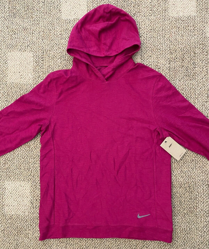 Men's Size M Nike Yoga Dri-FIT Hoodie Pullover Top Shirt Berry Pink DQ6699-549 gallery