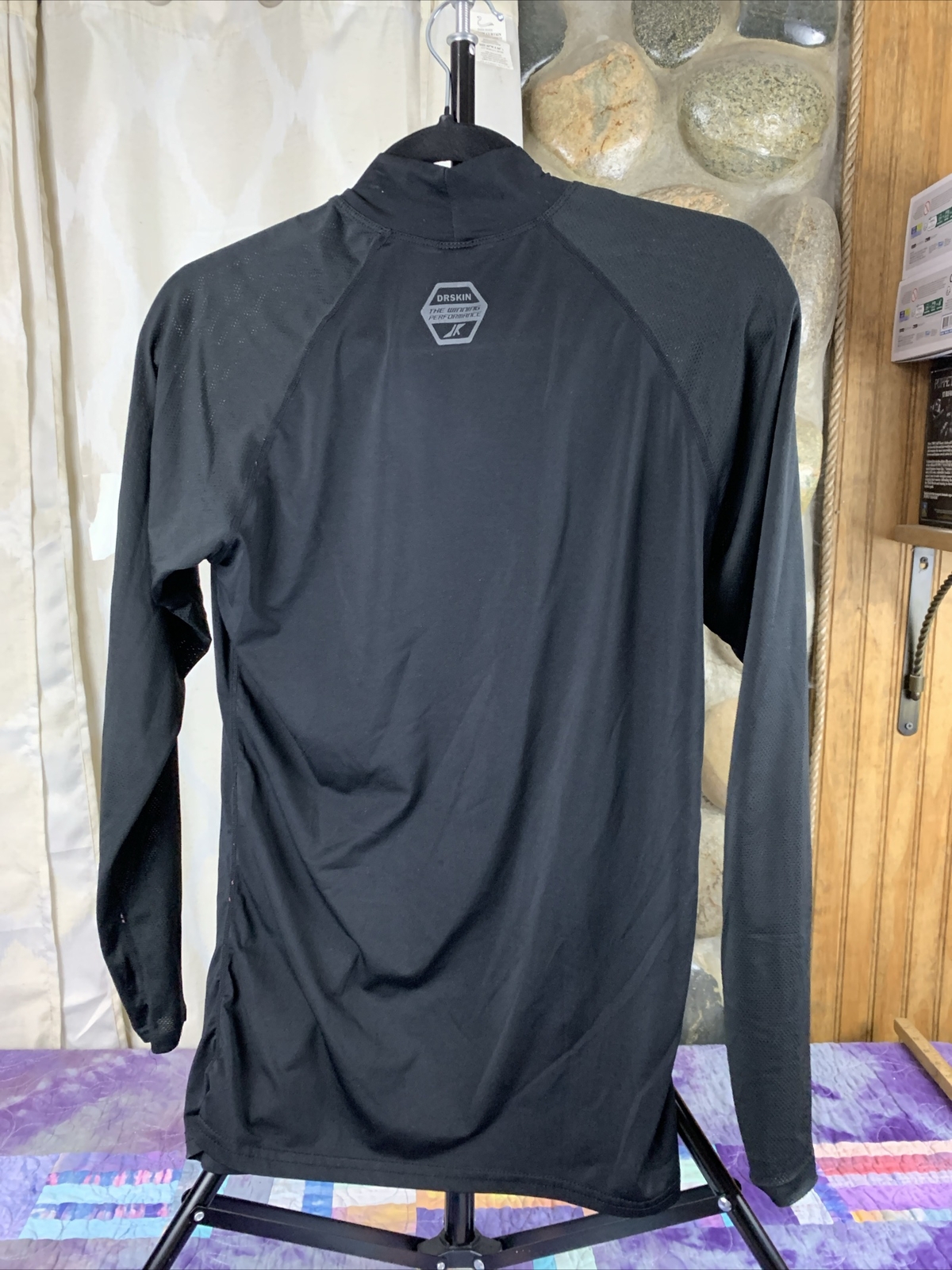 DRSKIN Men’s Medium Black Long Sleeve Compression Shirt Drskin Logo gallery