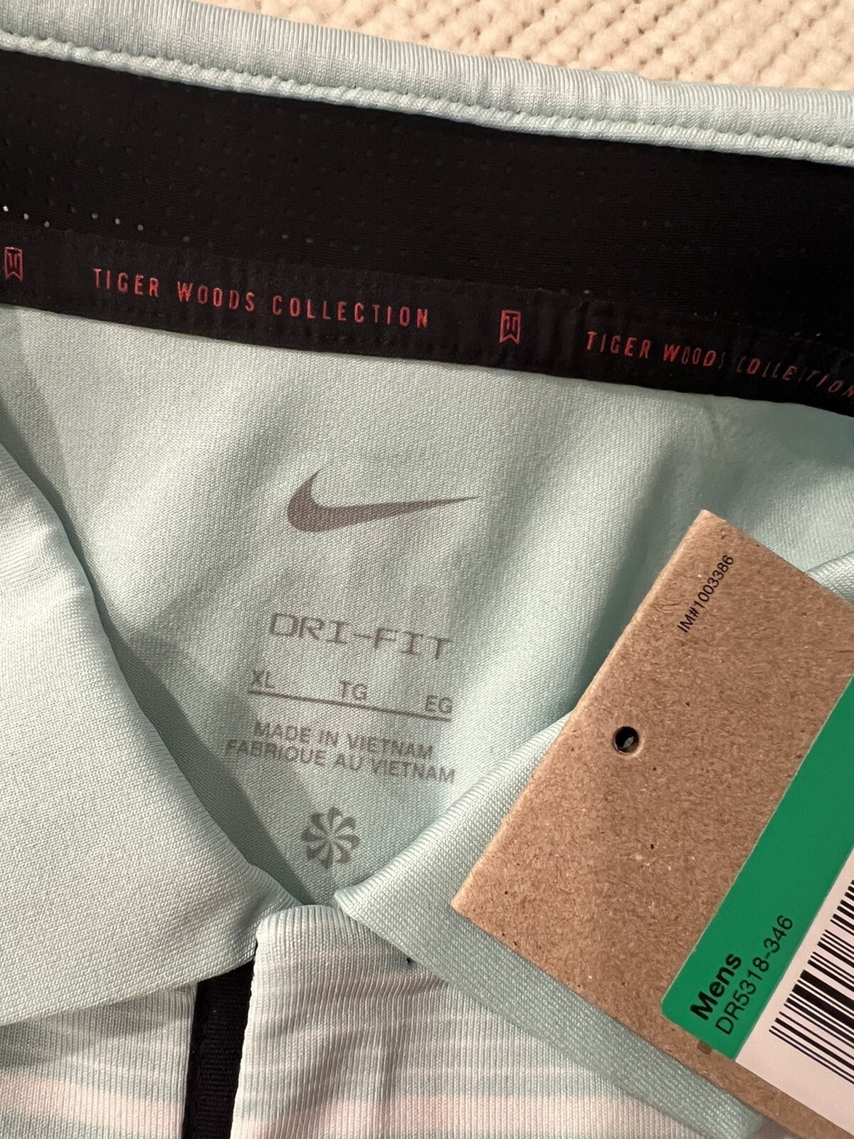 Nike Dri-FIT Tiger Woods Golf Polo Shirt Jade Striped Men’s Size XL DR5318-346 gallery