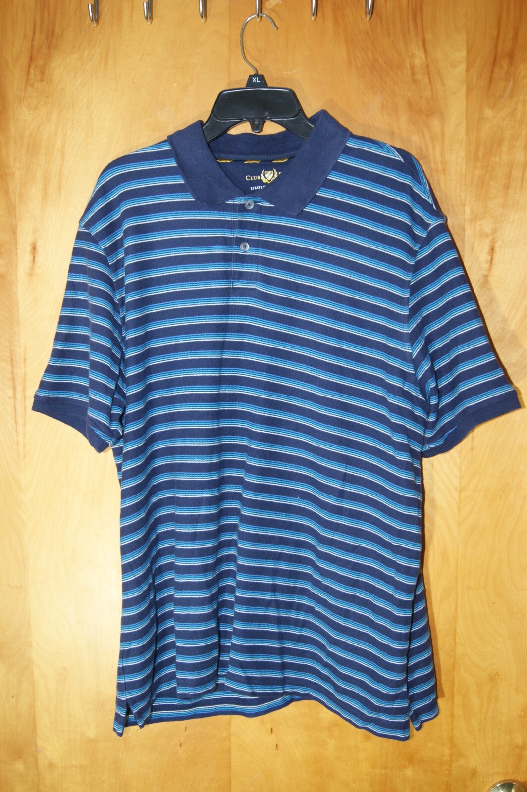 Club Room Mens Estate Performance Rugby Polo Shirt, Navy w/Blue Stripes, XL gallery