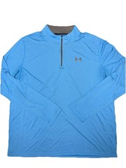 Under Armour Heatgear Mens Loose 3xl Blue 1/4 Zip Long Sleeve Shirt Threadborn