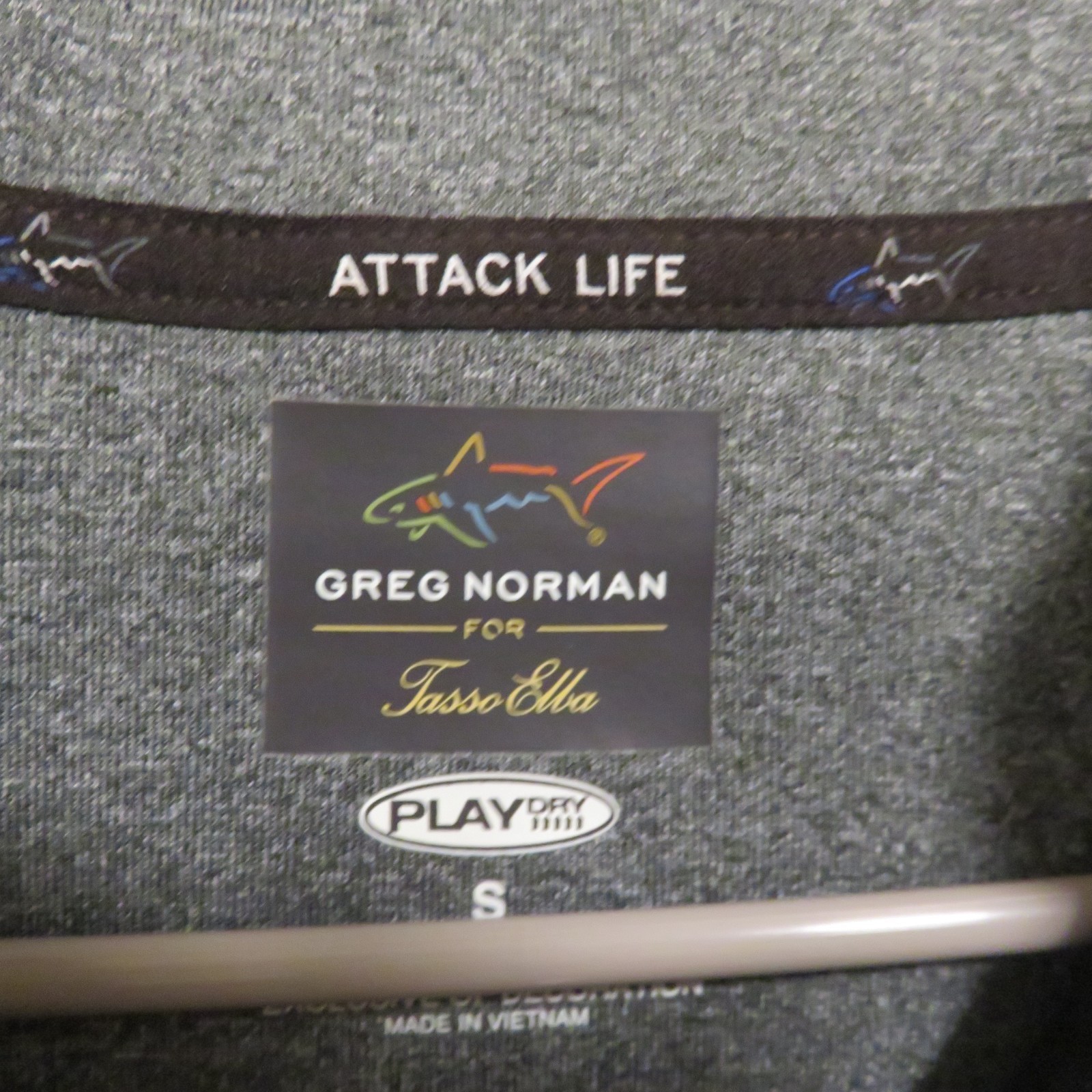 Men's Greg Norman tasso Elba golf 3/4 zip long sleeve polo shirt size Small EUC gallery