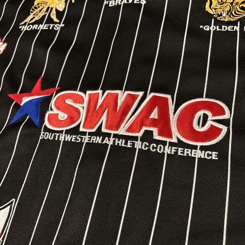 SWAC HBCU Jersey Shirt Black Pinstripe HBCU Embroidered Patches 2XL XX Large gallery