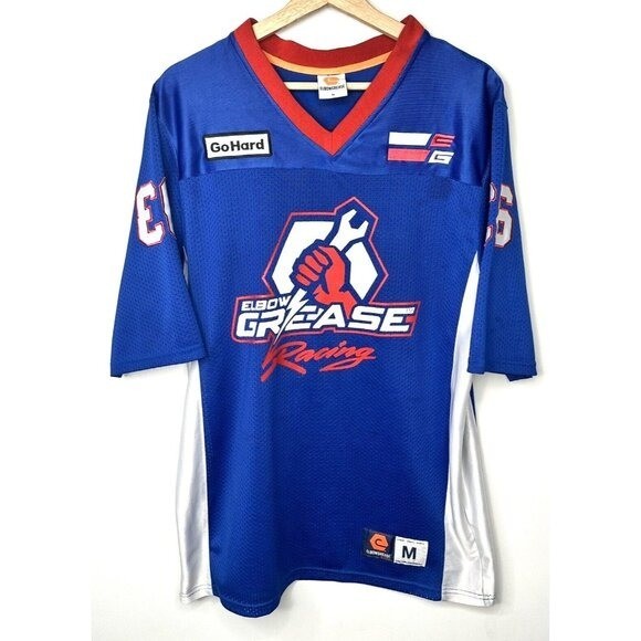 Vintage Elbow Grease Racing Jersey Mens M Blue Mesh Y2K Moto Football BMX gallery
