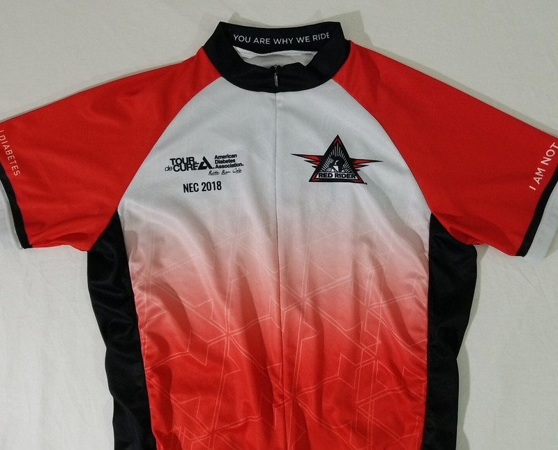American Diabetes ADA Red Rider Tour de C*re NEC 2018 Primal Cycling Shirt Men L gallery