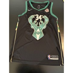 Nike Giannis Antetokounmpo Milwaukee Bucks Jersey Mens 48 Large Black Statement