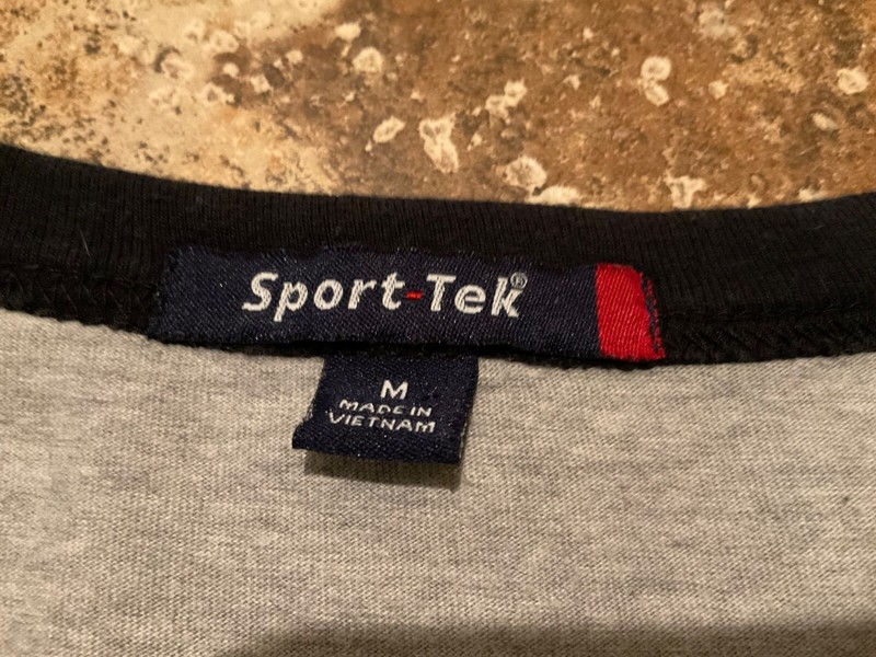 SPORT TEK BASEBALL RAGLAN 3/4 SLEEVE COLOR BLOCK ( MENS M ) GREY BLACK PREOWNED gallery