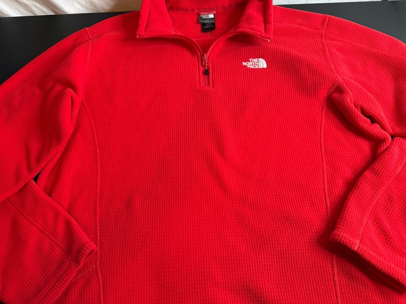 The North Face Men's Red Waffle Knit 1/4 Zip Mock Neck Sweater Shirt Size XL gallery