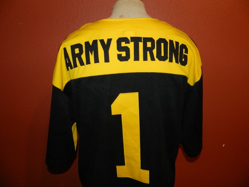 Army Strong Sewn Baseball Jersey Men's Size XL Black Yellow gallery