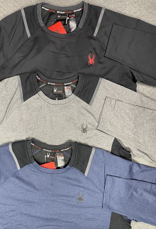 Spyder Active Men's XXL Lot of 3 Long Sleeve Shirts in Black, Gray & Blue NWT gallery