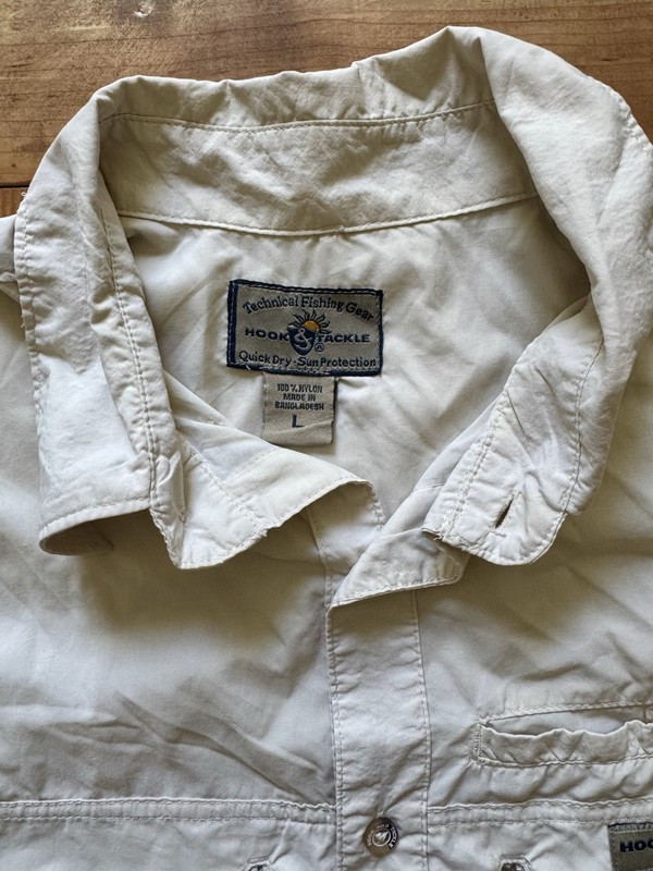 Hook & Tackle Outfitters Men's Technical Fishing Shirt Beige, Size Large gallery