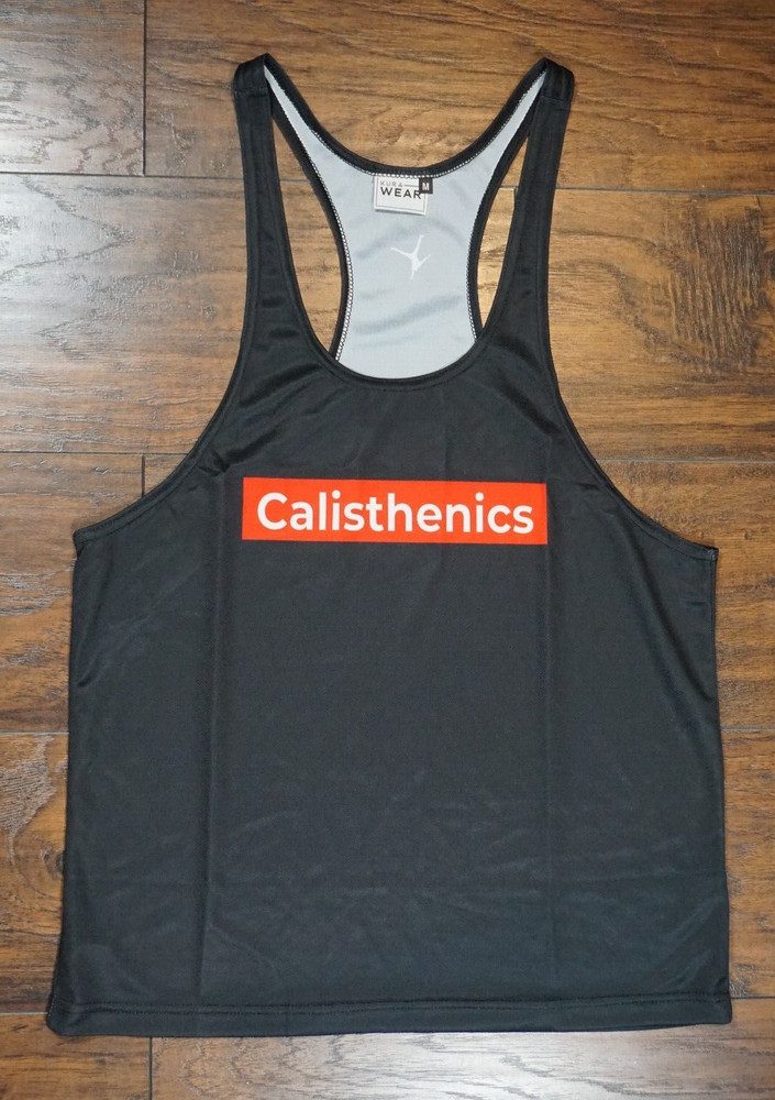 Calisthenics Supreme like Kura Gym Wear Top Men Training Red Black Workout Sz Me