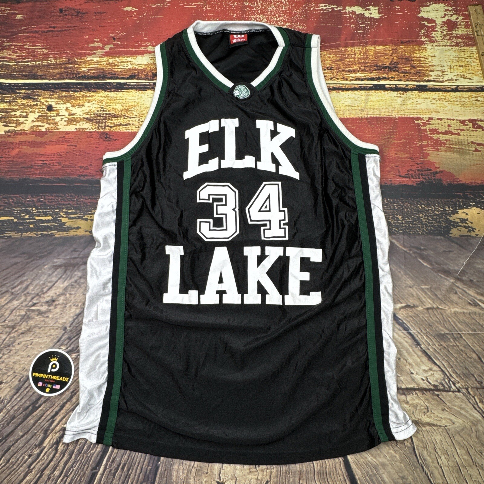 VTG Elk Lake Warriors Basketball Jersey Mens XL #34 Wilson USA Black Dimock PA gallery
