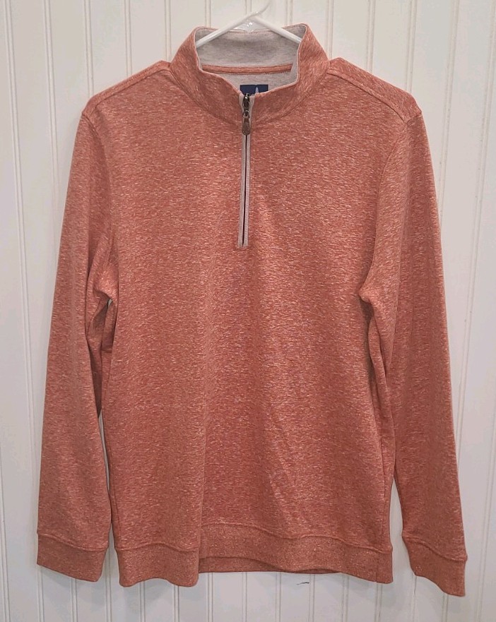 Johnnie-O Mens Sully M/16 Orange Heathered Stretch Golf 1/4 Zip Pullover gallery