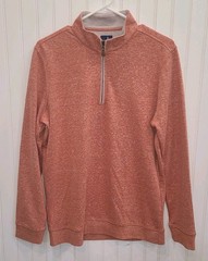 Johnnie-O Mens Sully M/16 Orange Heathered Stretch Golf 1/4 Zip Pullover