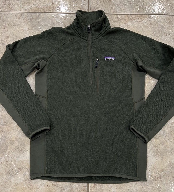 Men's S Patagonia Performance Better Sweater Army Green 1/4 Zip Fleece Hiking gallery