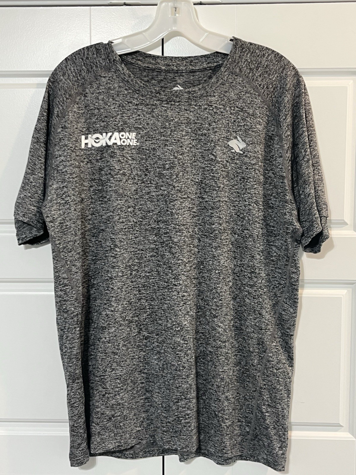 Rabbit HOKA One One T Shirt Heathered Gray Large Running Short Sleeve Crewneck gallery